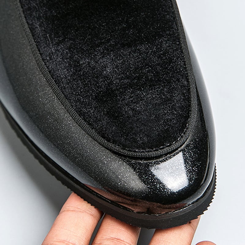 Fashion British Style Solid Color Patent Leather Suede Business Casual Leather Shoes