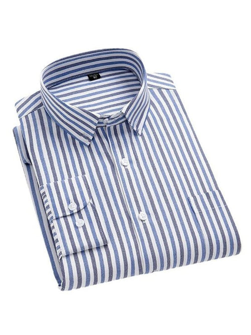 Men's Stripe Print Business Long Sleeve Shirt
