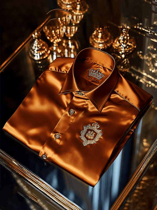 Men's Satin Luxe Print Short Sleeve Button Shirt