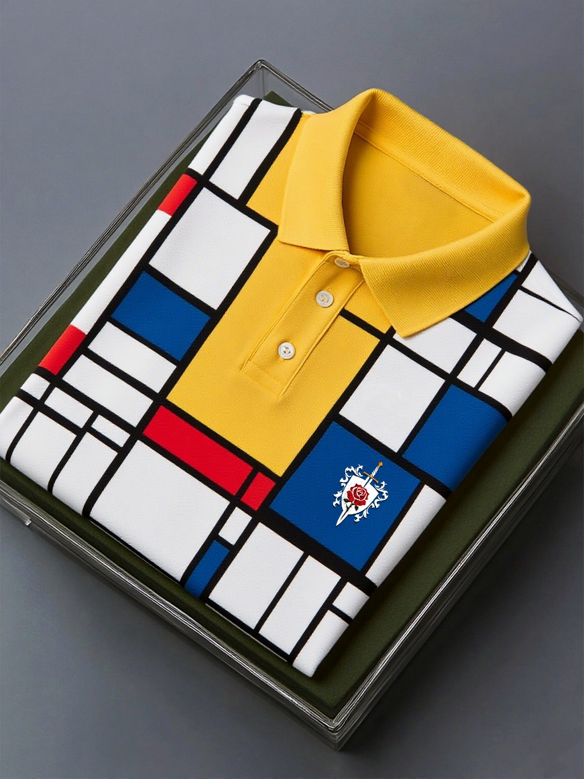 Men's Business Casual Artistic Button Short Sleeve Polo Shirt
