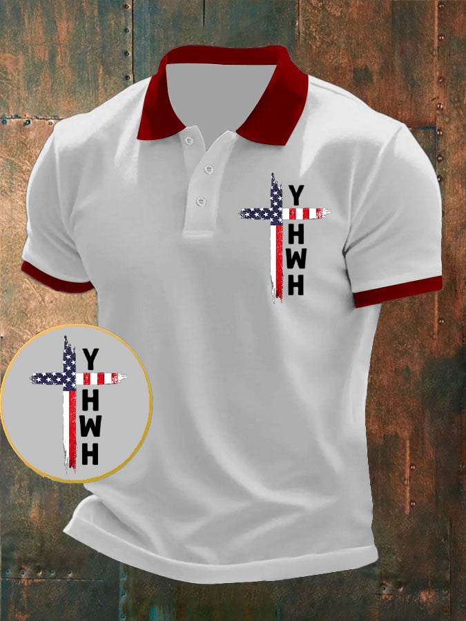 Men's Retro Faith Casual Printed Polo Shirt