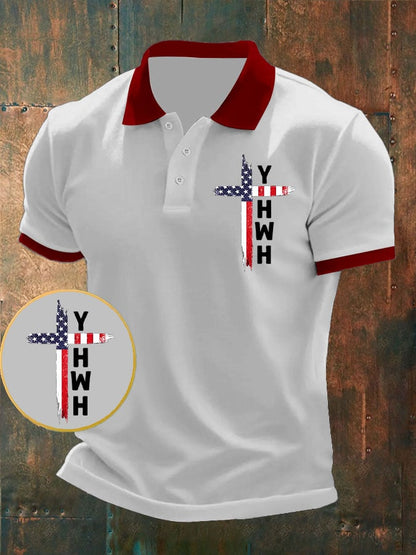 Men's Retro Faith Casual Printed Polo Shirt