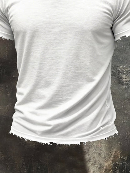 Men's Fashion Ripped Crew Neck Short-Sleeve T-Shirt