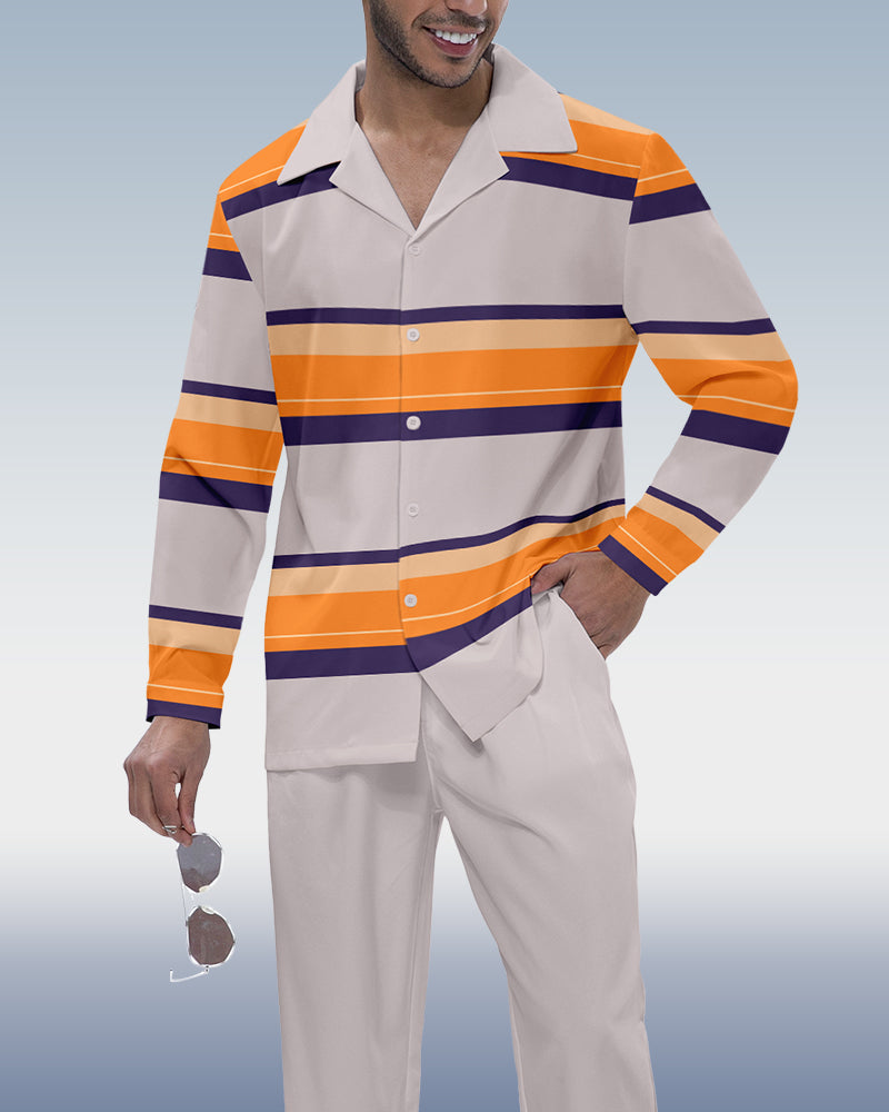 Suitmens Men's Colorblock Long Sleeve Shirt Walking Set 212