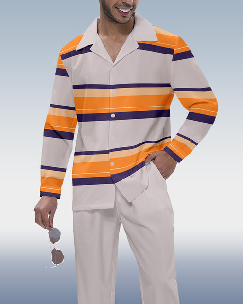 Suitmens Men's Colorblock Long Sleeve Shirt Walking Set 212