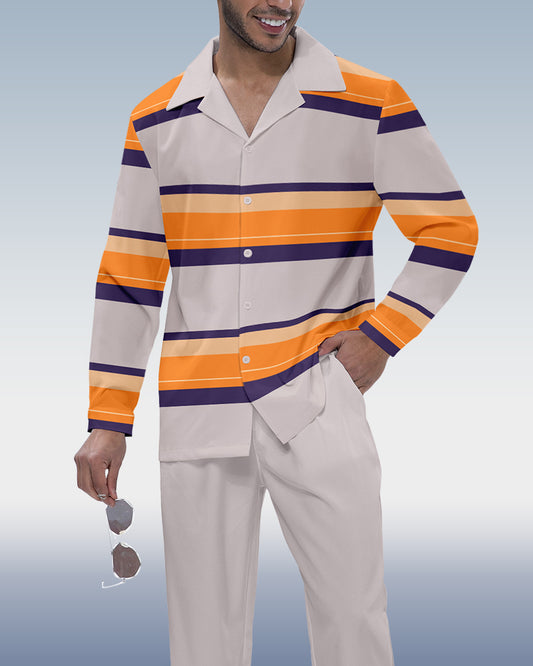 Suitmens Men's Colorblock Long Sleeve Shirt Walking Set 212