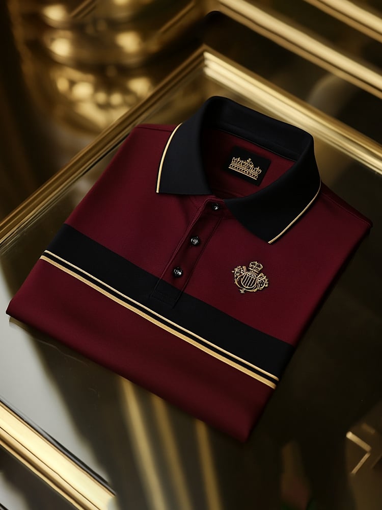 Men's Classic Business Logo Button Short Sleeve Polo Shirt