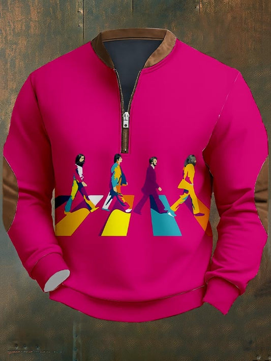Men's Vintage Musical Print Sweatshirt
