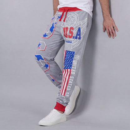Men's Casual Athletic Pants with Letter Print