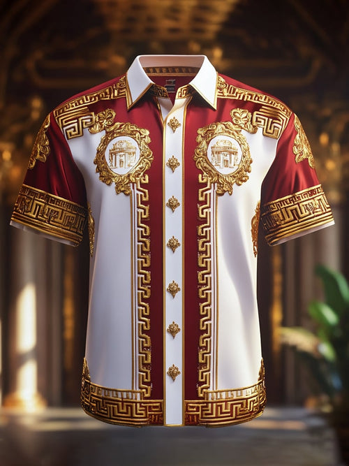 Men's Satin Luxe Print Short Sleeve Button Shirt