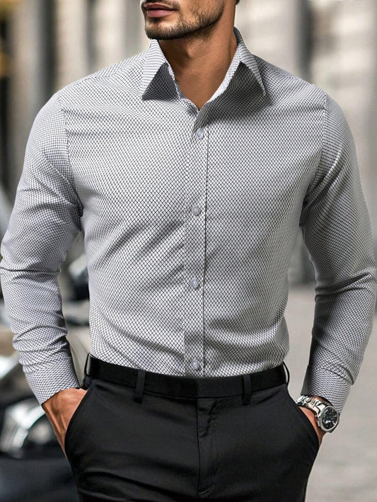 Men's Street Style Business Casual Printed Long Sleeve Shirt