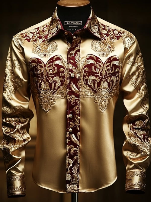 Men's Satin Luxe Long Sleeve Button Down Shirt