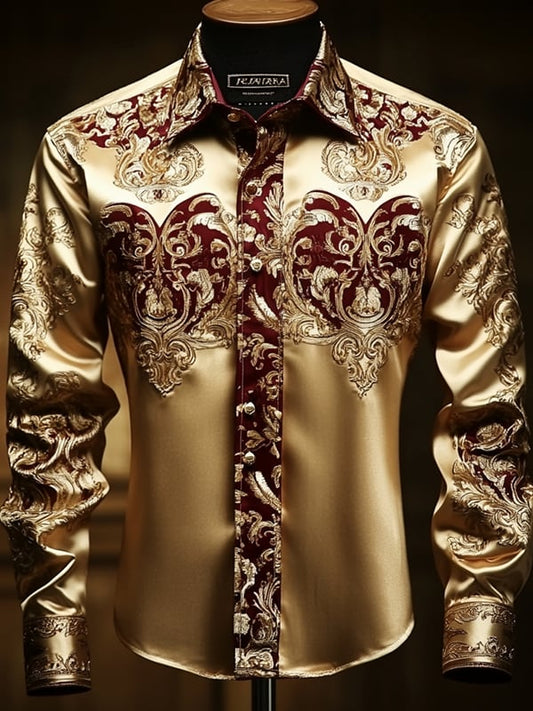 Men's Satin Luxe Long Sleeve Button Down Shirt