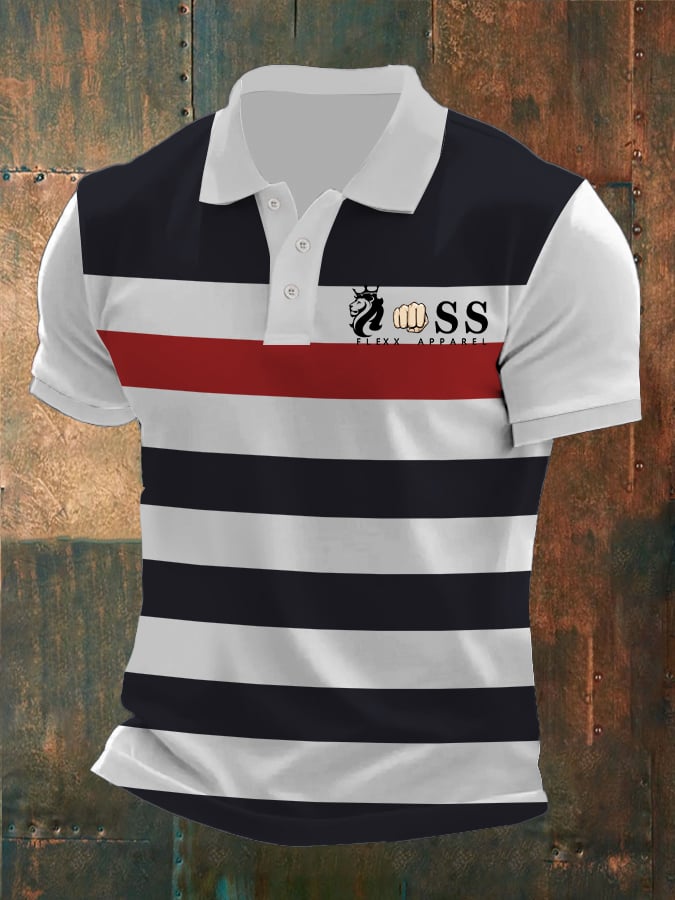 Men's Casual Retro Business Contrast Color Polo