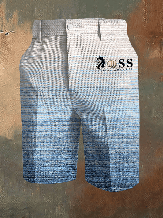Men's Retro Letter Print Waffle Fabric Casual Pants