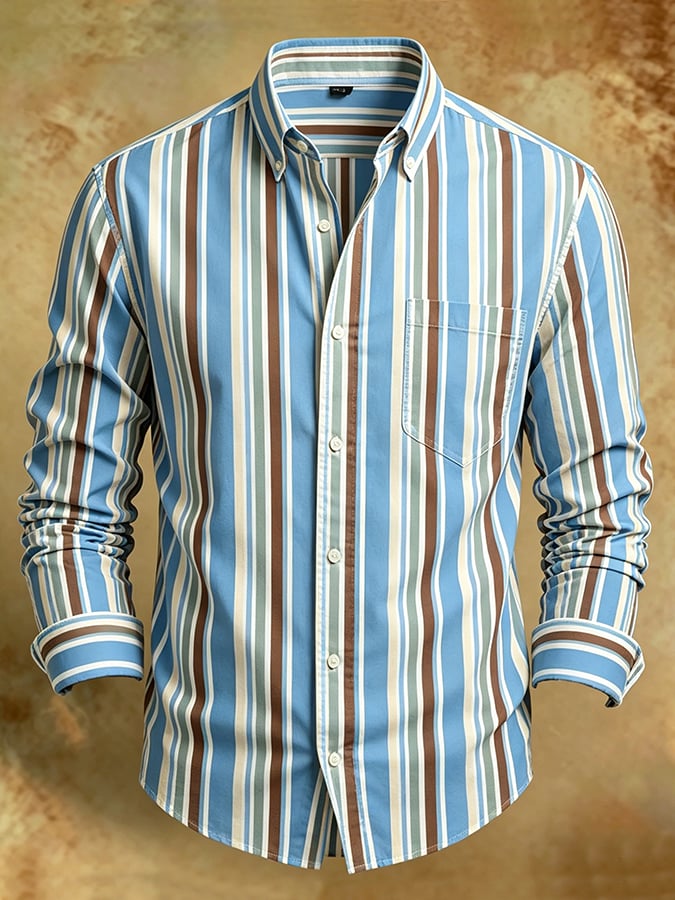 Men's Retro Abstract Art Print Comfortable Business Style Shirt