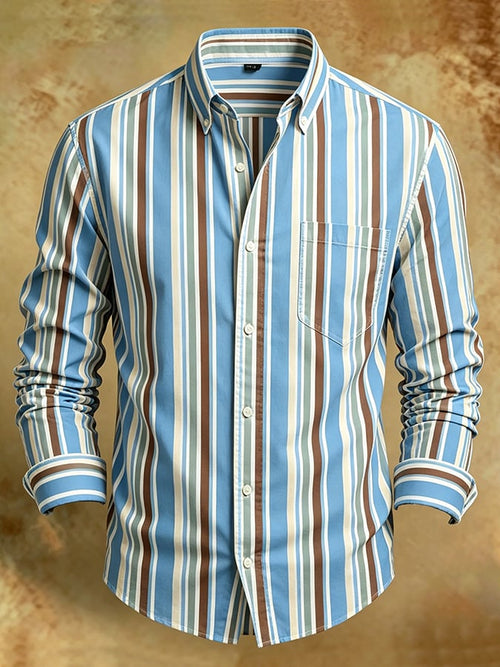Men's Retro Abstract Art Print Comfortable Business Style Shirt