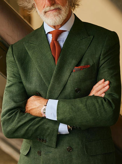 Men's Retro Double Breasted Pocket Design Gentleman Business Suit Jacket