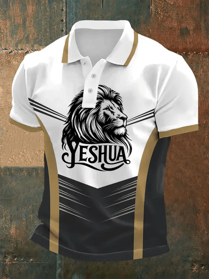 Men's Retro Faith Casual Printed Polo Shirt