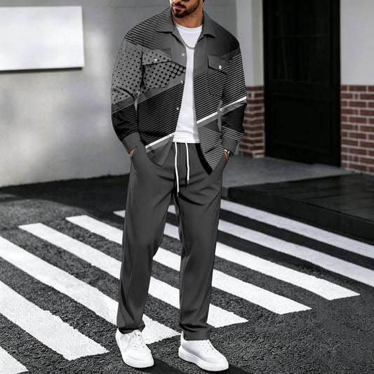 Men's Printed Shirt and Pants Set