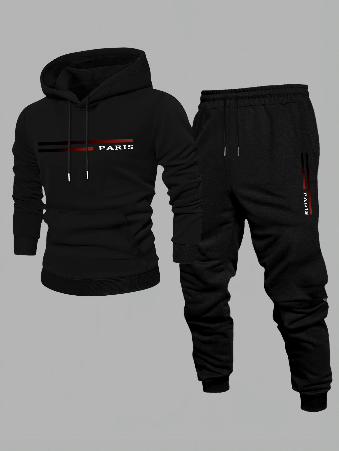 Men's Casual Color Matching Hoodies Long Sleeved Sweatshirts & Sweatpants Two-Piece Set