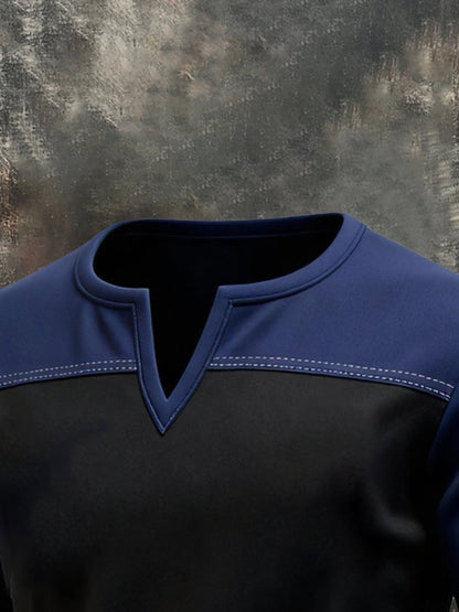 Men's Vintage Style Color-Block Long-Sleeved Sweatshirt