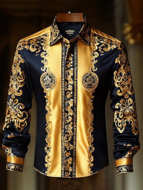 Men's Satin Luxe Long Sleeve Button Down Shirt