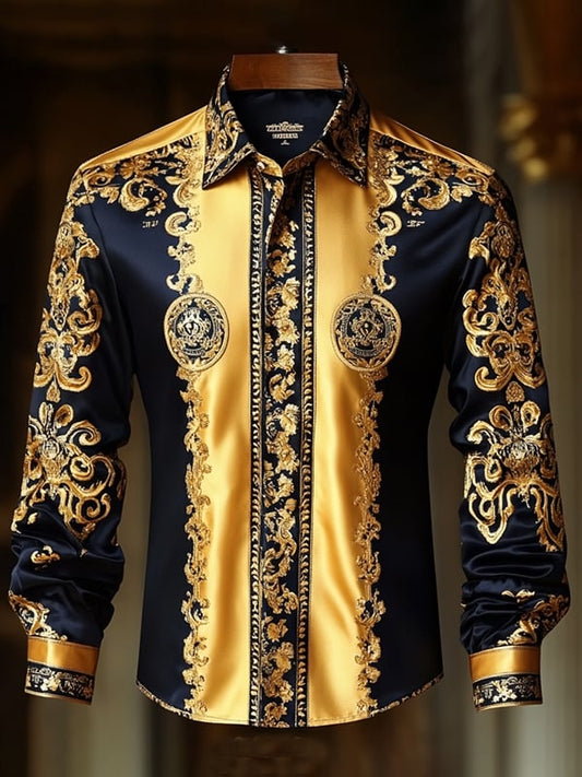 Men's Satin Luxe Long Sleeve Button Down Shirt