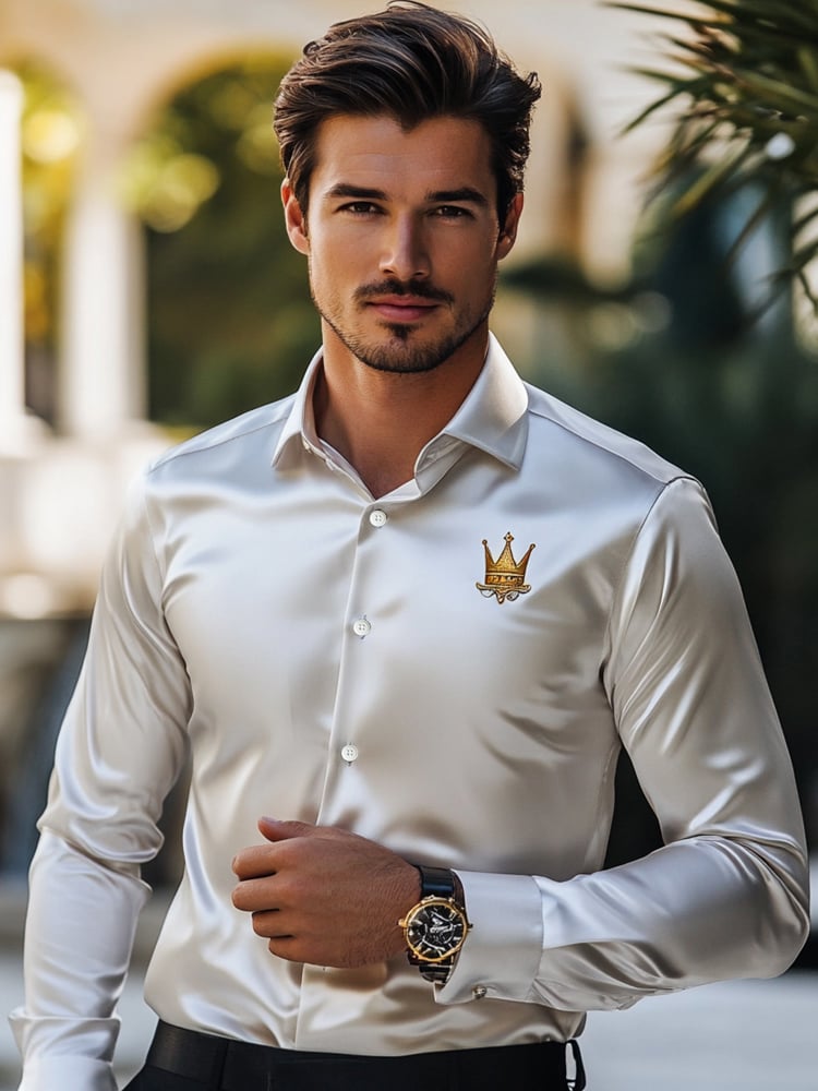Men's Luxury White Fashion Premium Long Sleeve Shirt