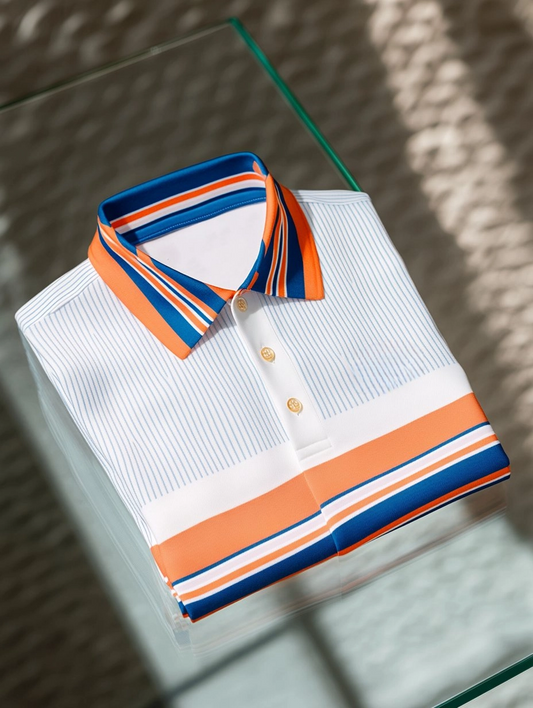Men's Business Casual Button Short Sleeve Polo Shirt