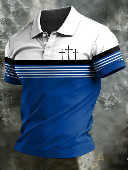 Men's Retro Faith  Casual Printed Polo Shirt