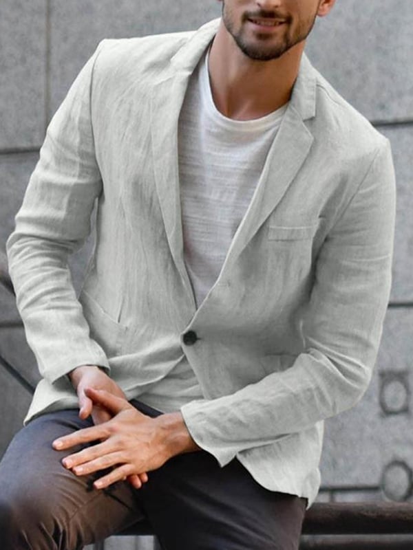 Men's casual loose cotton and linen suit