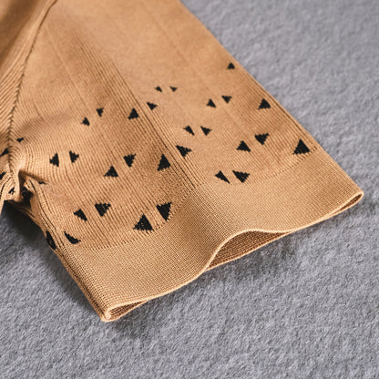 Cafe Criss-Cross Pattern Walking Suit Short Sleeve Set