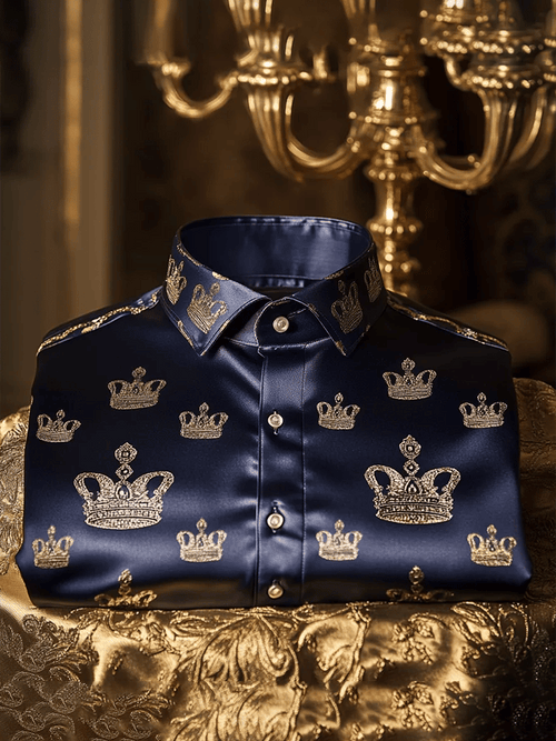 Men's Satin Luxe Print Short Sleeve Button Shirt