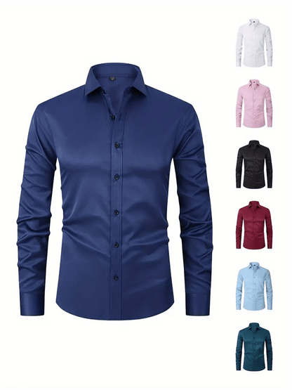 Men's Solid Color Design Business Casual Shirt