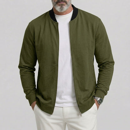 Men's Solid Color Baseball Collar Utility Pocket Slim Fit Casual Zipper Jacket