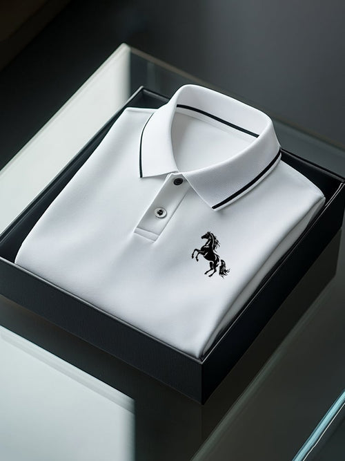 Men's Business Casual Button Short Sleeve Polo Shirt