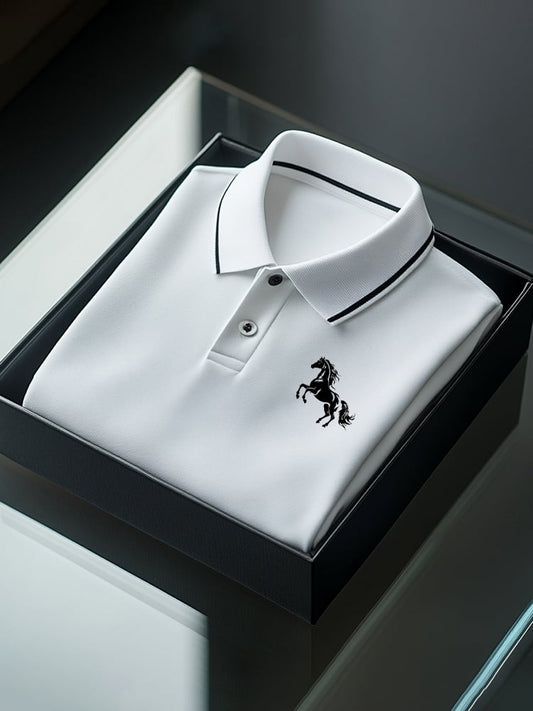 Men's Business Casual Button Short Sleeve Polo Shirt