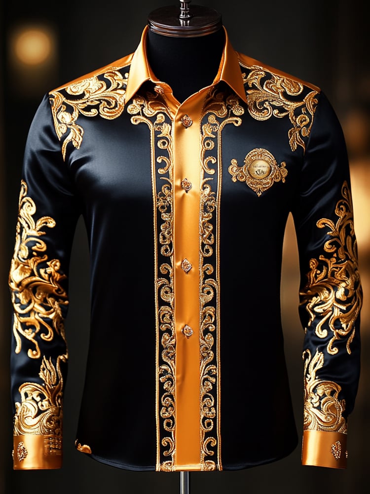 Men's Satin Luxe Long Sleeve Button Down Shirt