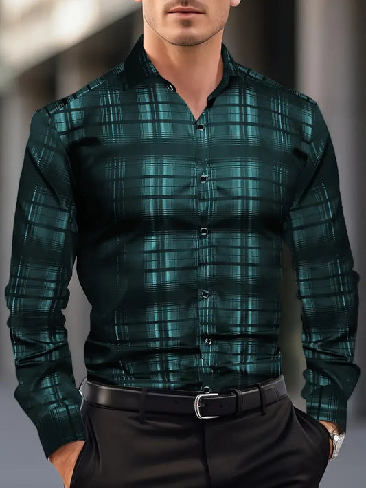 Men's Street Style Business Casual Printed Long Sleeve Shirt