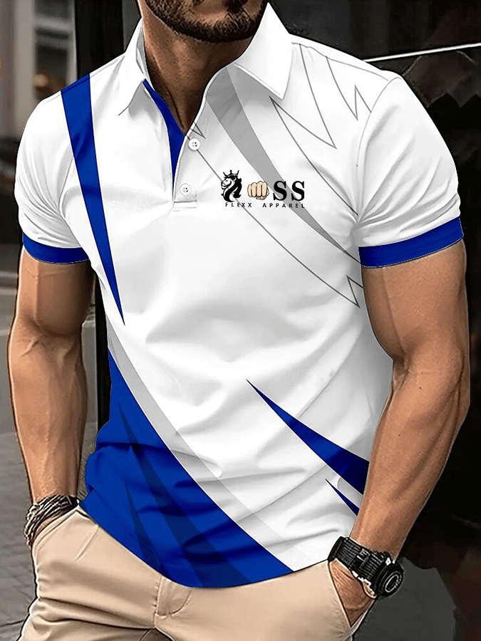 Men's Stylish Letter Print Casual Polo Shirt