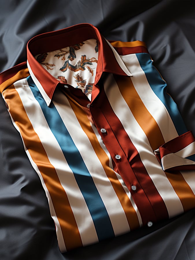 Men's Elegant Romantic Striped Long Sleeve Shirt