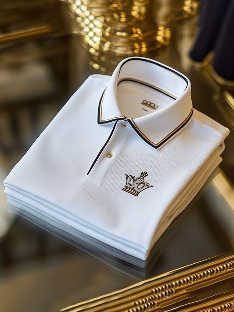 Men's Business Casual Button Short Sleeve Polo Shirt