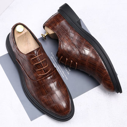 Men's Comfortable British Business Lace-Up Stone Leather Shoes