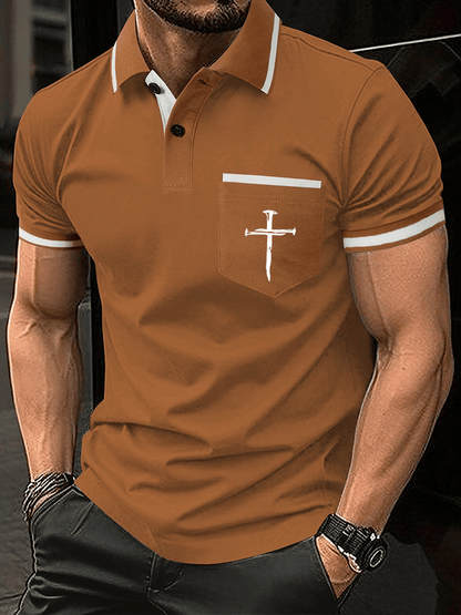 Men's Faith Printed Casual Polo Shirt (With Pockets)