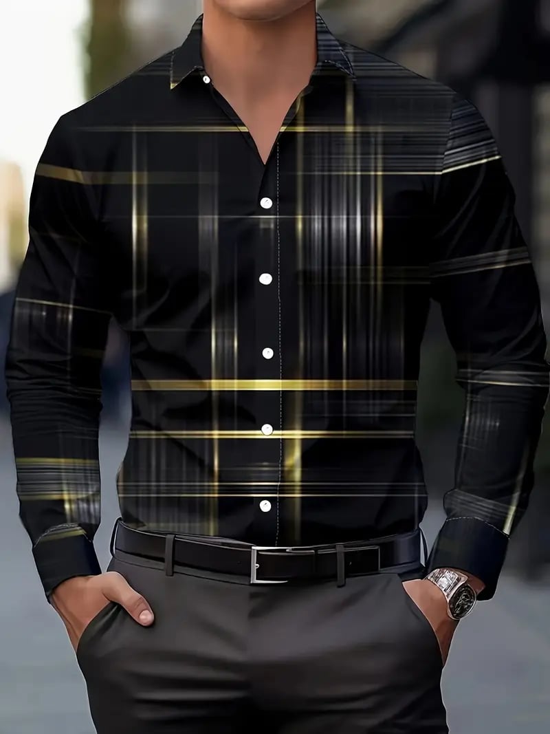 Men's Street Style Business Casual Printed Long Sleeve Shirt