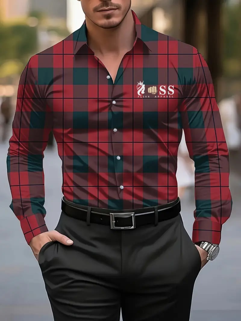 Men's Street Style Business Casual Printed Long Sleeve Shirt