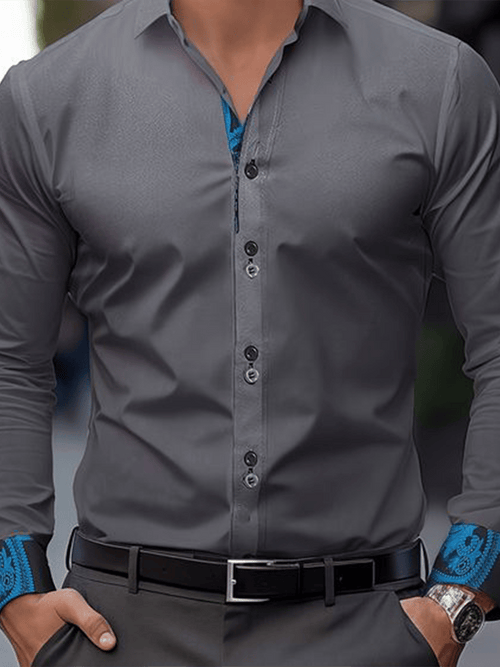 Men's Plaid Business Long Sleeve Shirt