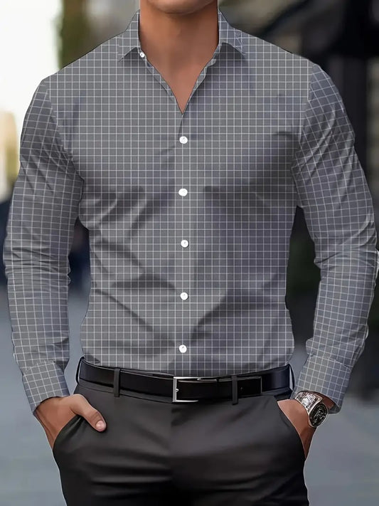 Men's Street Style Business Casual Printed Long Sleeve Shirt