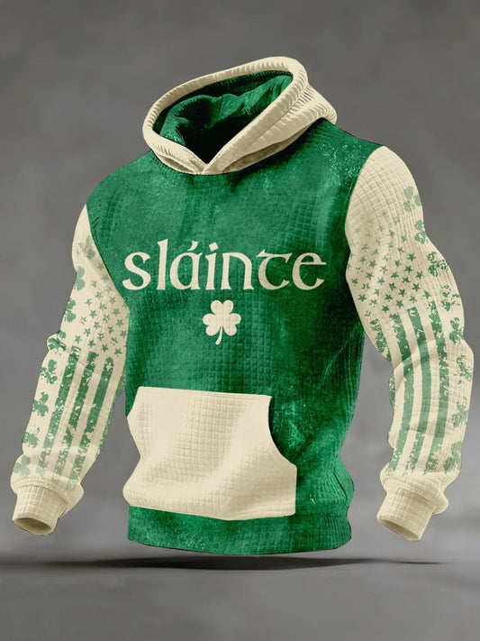 Men's Vintage St. Patrick's Day Print Hooded Sweatshirt